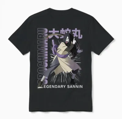 Naruto Shippuden Orochimaru Legendary Sannin Anime T-Shirt, Black, S Unisex T-Shirt - Black