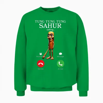 Tung Tung Sahur Appelle Drôle Italien Brainrot Silly Unisex Sweatshirt - Irish Green
