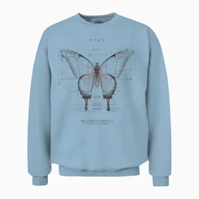 Butterfly Effect T-Shirt, Black Unisex Sweatshirt - Light Blue