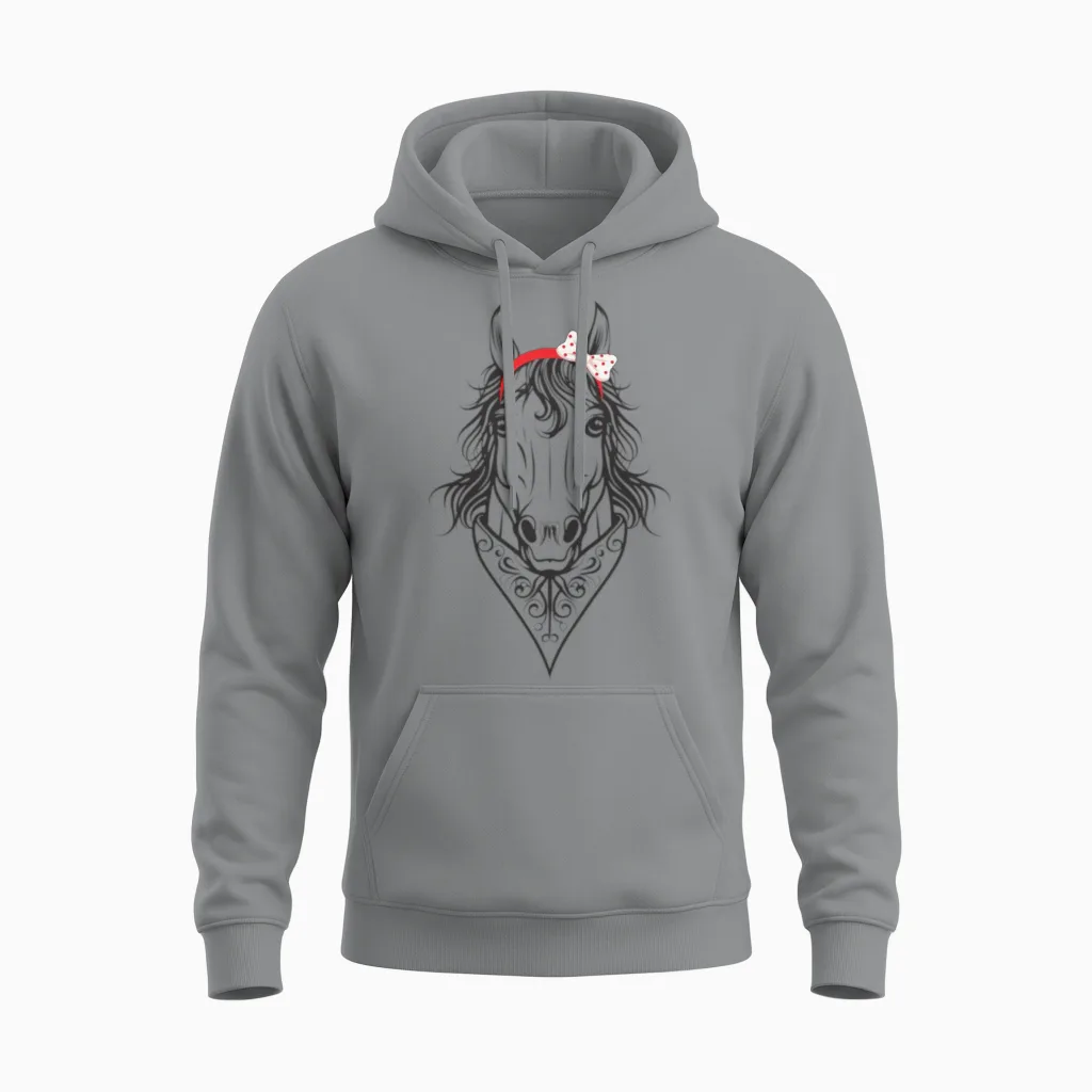 Horse Bandana T Shirt for Horse Lover Unisex Hoodie in Sport Grey