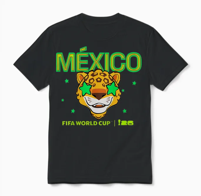 Kinder Fifa World Cup26 Mexiko Maskottchen Sterne Unisex T-Shirt in Black