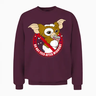 Gremlins Gizmo Do Not Feed After Midnight T-Shirt Small Unisex Sweatshirt - Maroon