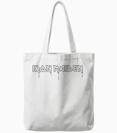 Iron Maiden - Weißes Logo T-Shirt, Unisex, Kurzarm, S, Klassisch, Crew-Ausschnitt, Doppelt Genähter Saum, Importiert Tote Bags - White