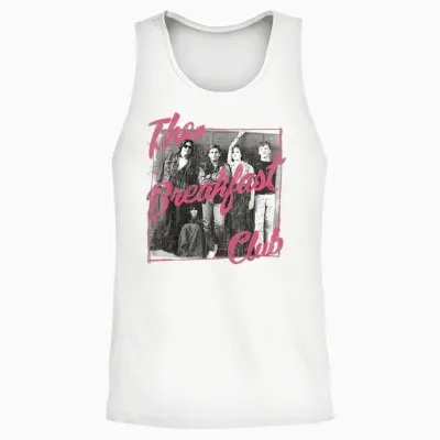 Breakfast Club Pink Text Group Photograph T-Shirt Small Unisex Tank Top - White