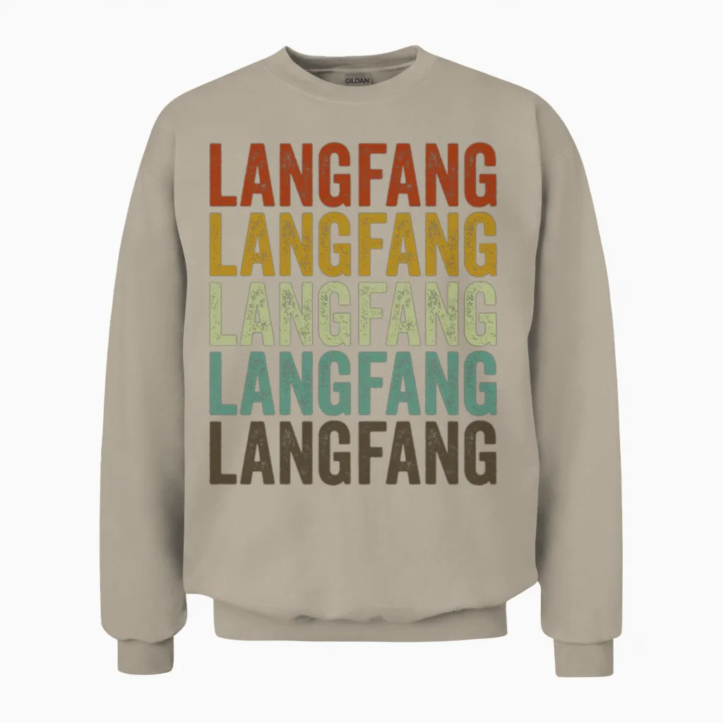 Langfang China Retro Vintage Unisex Sweatshirt - Sand