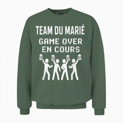 Humour Evg Team Du Marié Game Over En Cours Cadeau Fête Unisex Sweatshirt - Military Green