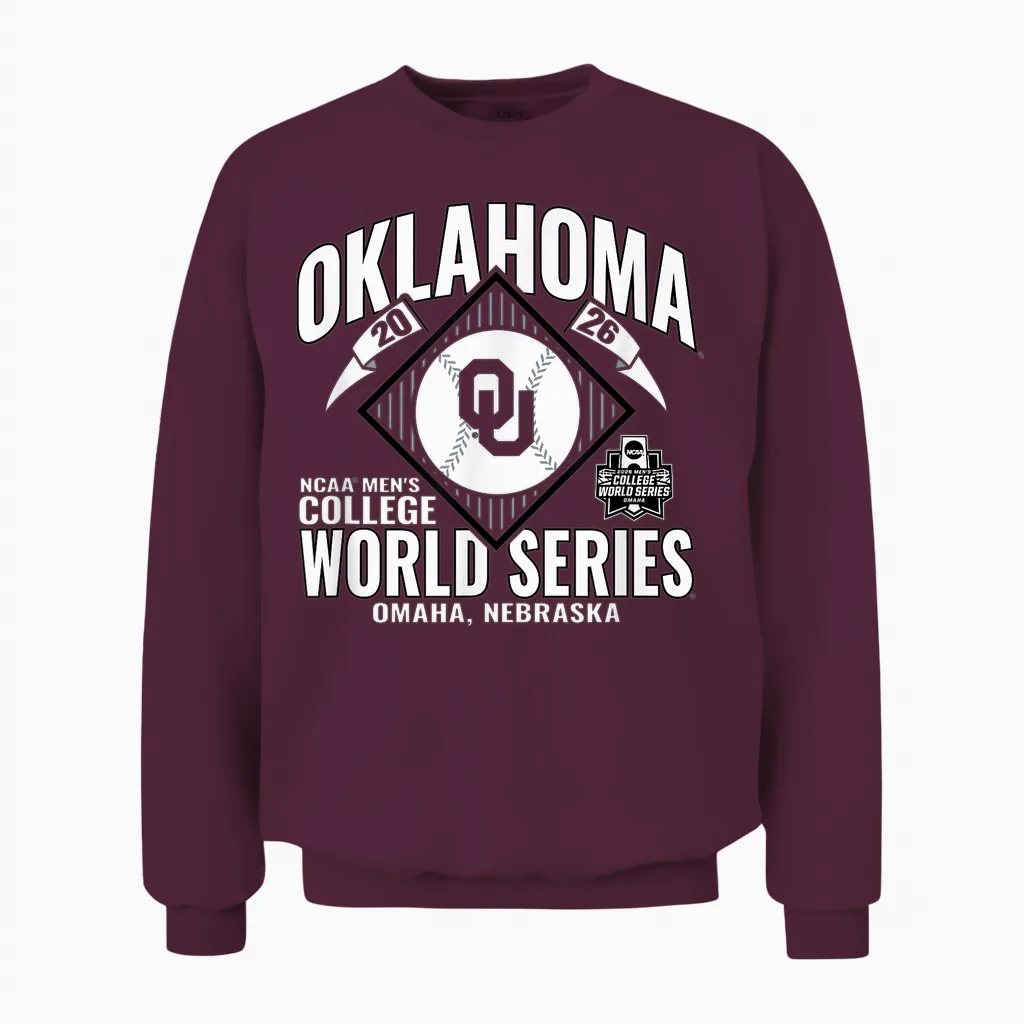 Oklahoma Sooners College World Series 2026 Cws Baseball Unisex Sweatshirt in Maroon