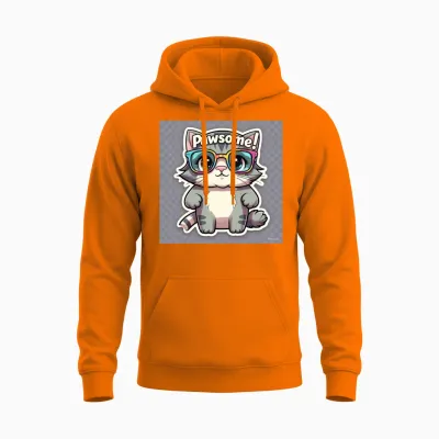 Funny Cat Lover T Shirt , Kitty Meme Tee for Cat Unisex Hoodie - Safety Orange