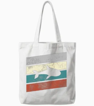 Fish Retro Tote Bags - White