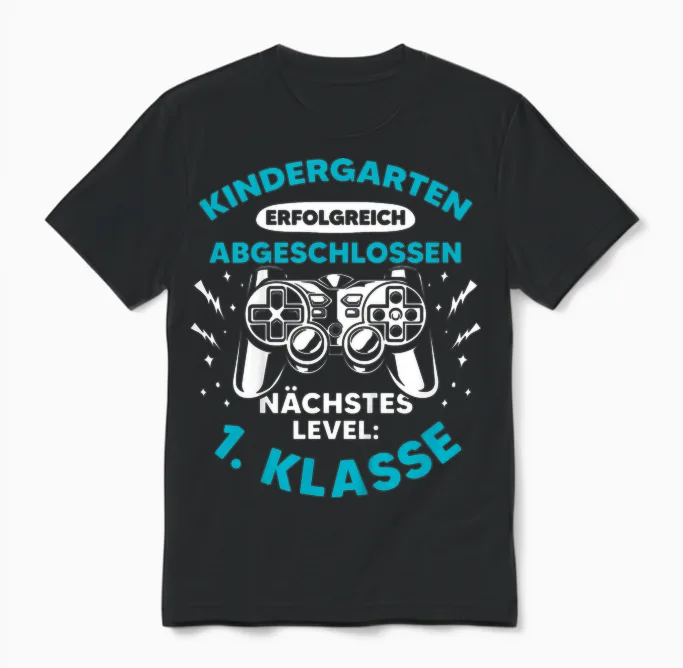 Schulkind Cooles Gamer Zocker Jungs Einschulung Schulanfang Unisex T-Shirt in Black