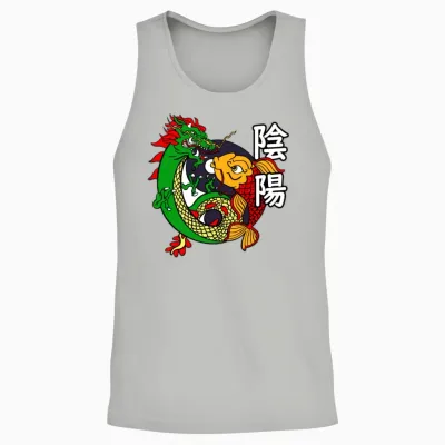 Dragon Koi Fish Good Bad | Japanese Culture Unisex Tank Top - Ash