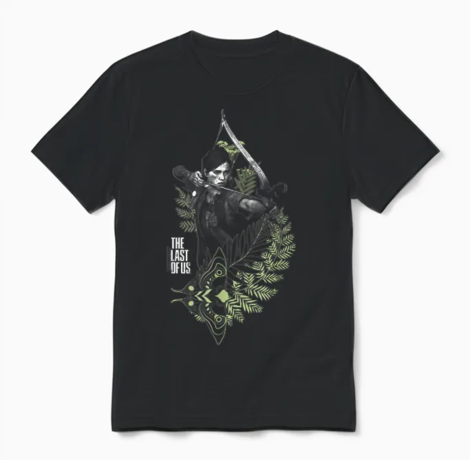 The Last of Us Ellie with Moth and Leaves Video Game Unisex T-Shirt in Black