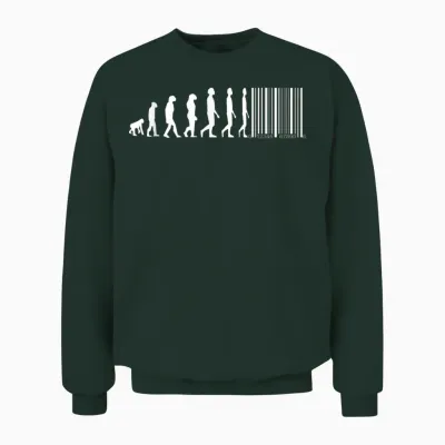 Evolution Von Affen Zum Menschen Mit Barcode Unisex Sweatshirt - Forest