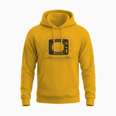 Retro Tv Drawing Unisex Hoodie - Gold