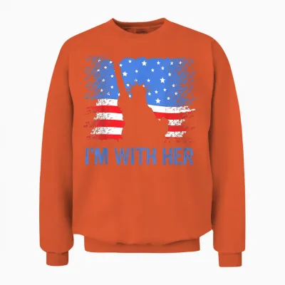4th of July I'm with Her Usa American Unisex Sweatshirt - Orange