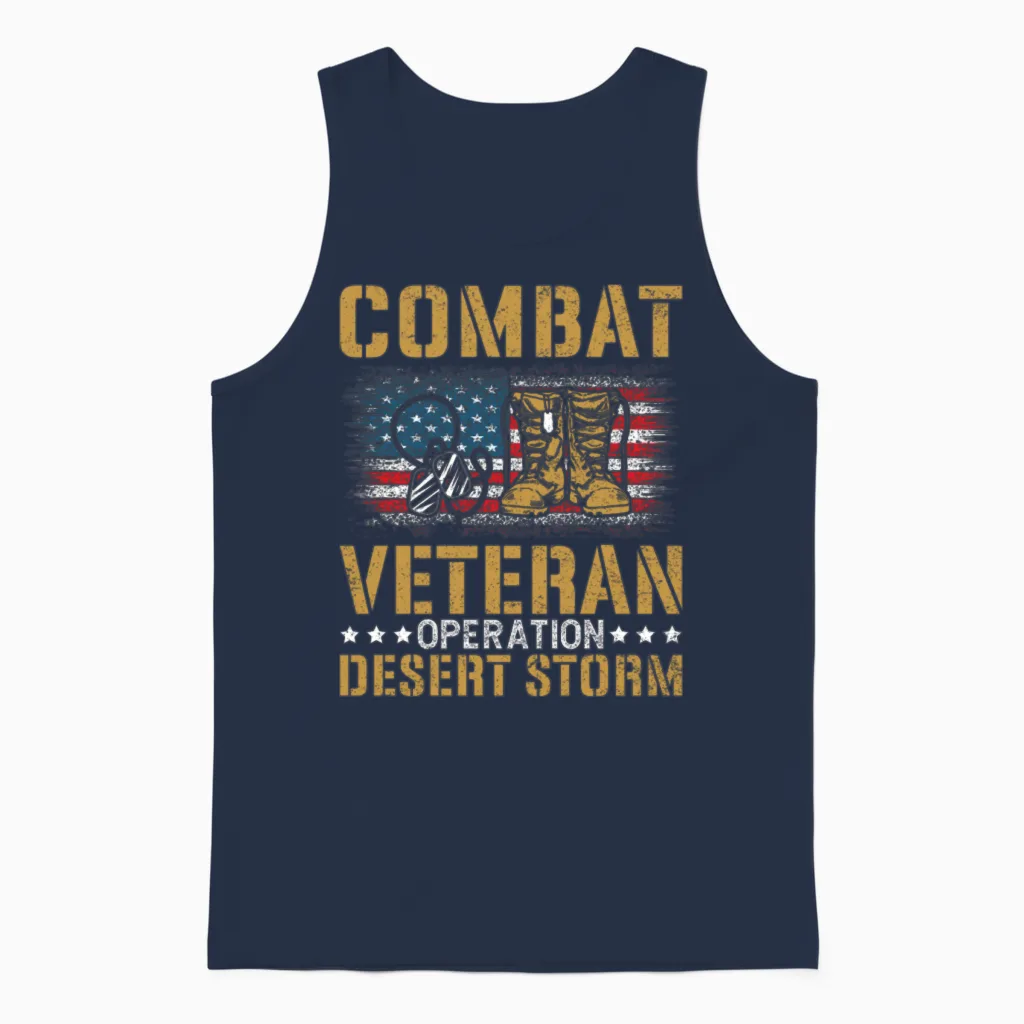 Desert Storm Operation Veteran American Unisex Tank Top in Navy
