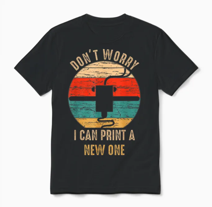 Vintage Retro 3d Printer Tee Gift Idea for Geeks Unisex T-Shirt in Black