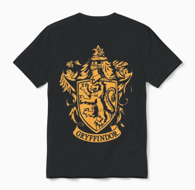 Harry Potter Gryffindor Coat of Arms Unisex T-Shirt in Black