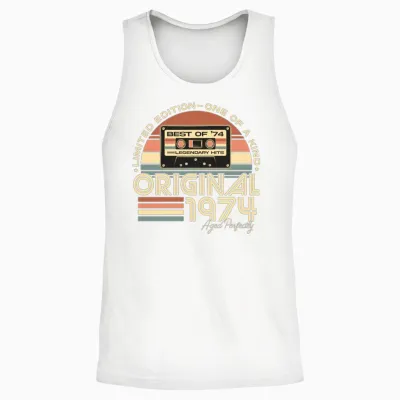 Vintage 1974 Retro 50th Birthday Present Unisex Tank Top - White