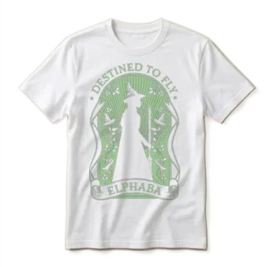 Wicked Elphaba Design with Quote Destined to Fly Unisex T-Shirt - White