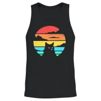 Retro Cat — Lovers Unisex Tank Top - Black – 2