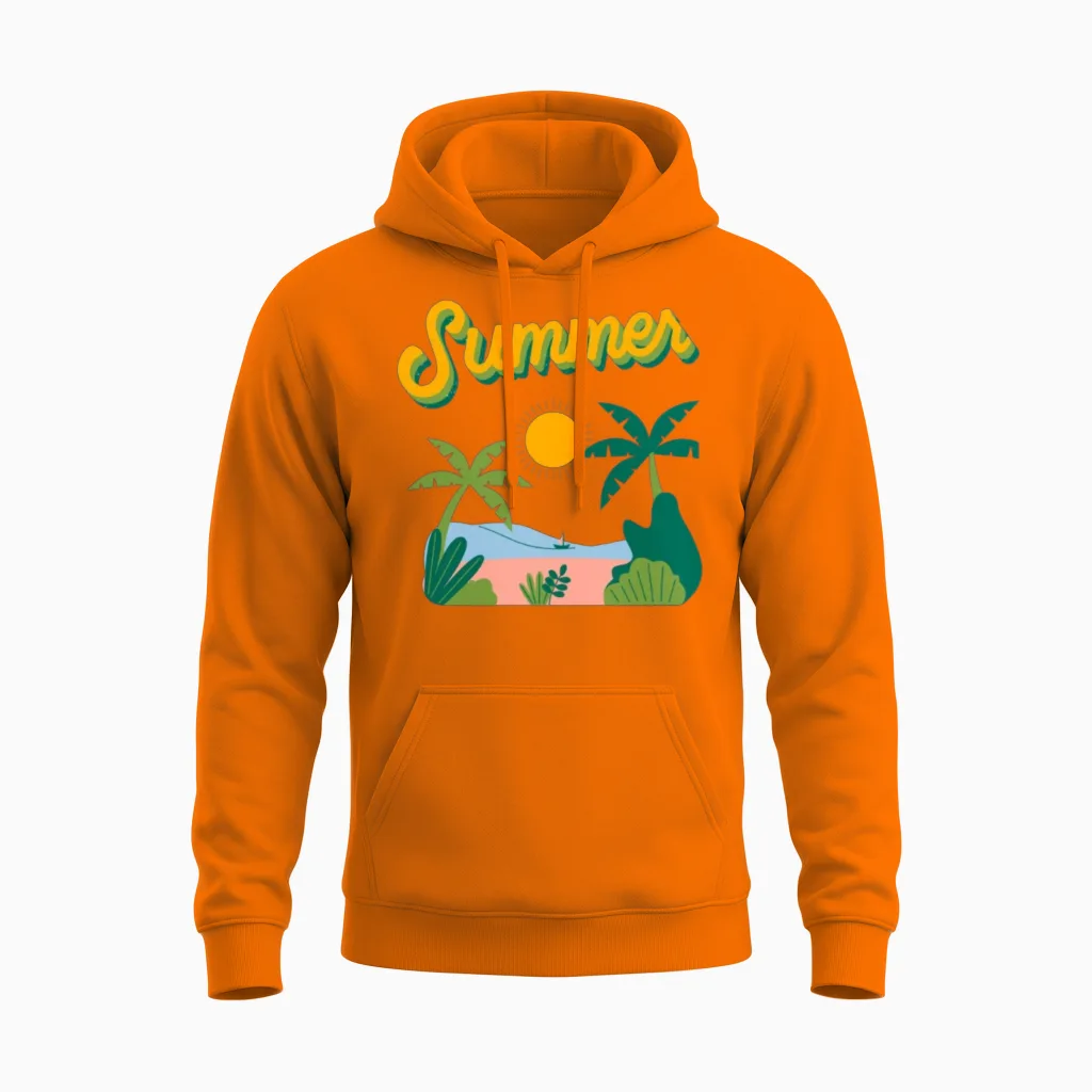Retro Summer Vibes & Beach Unisex Hoodie - Safety Orange