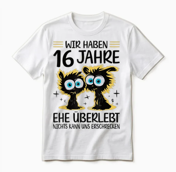 16 Jahre Verheiratet 16. Hochzeitstag Saphirhochzeit Unisex T-Shirt in White