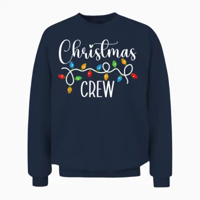 Christmas Crew Xmas Lights Family Matching Pajamas Holiday Unisex Sweatshirt - Navy