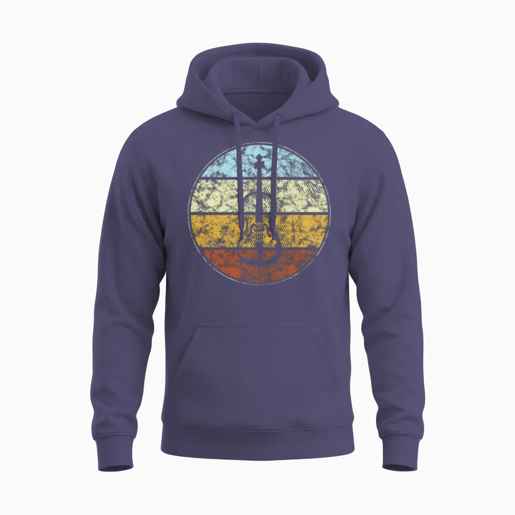 Violin Retro Unisex Hoodie in Heather Sport Dark Navy