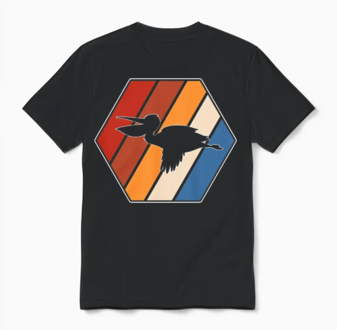 Pelican Retro Unisex T-Shirt in Black