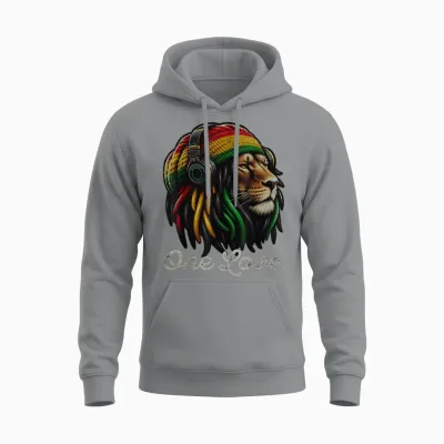 Jamaican Reggae Lion by Judah Rastafarian Lion T-Shirt, Black, S Unisex Hoodie - Sport Grey