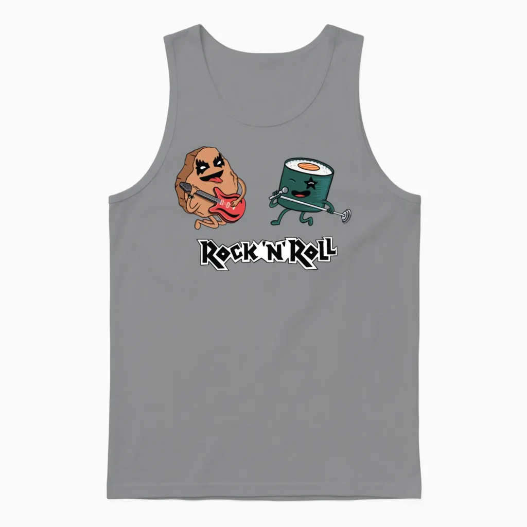 Funny Rock and Rock Unisex Tank Top in Sport Grey