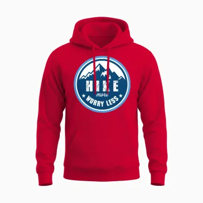Hike More Worry Less Unisex Hoodie - Red