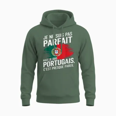 Je Suis Pas Parfait but Portuguese Humor Portugal Gift T-Shirt, Black, S Unisex Hoodie - Military Green