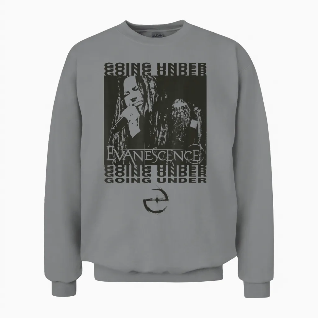 Evanescence Going Under White T-Shirt, White, S Unisex Sweatshirt in Sport Grey