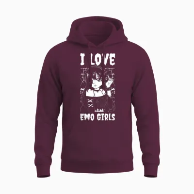 I Love Emo Girls Unisex Hoodie - Maroon