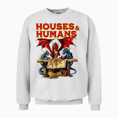 Houses and Humans Funny Gamer Gaming Vintage Retro 90s Unisex Sweatshirt - White