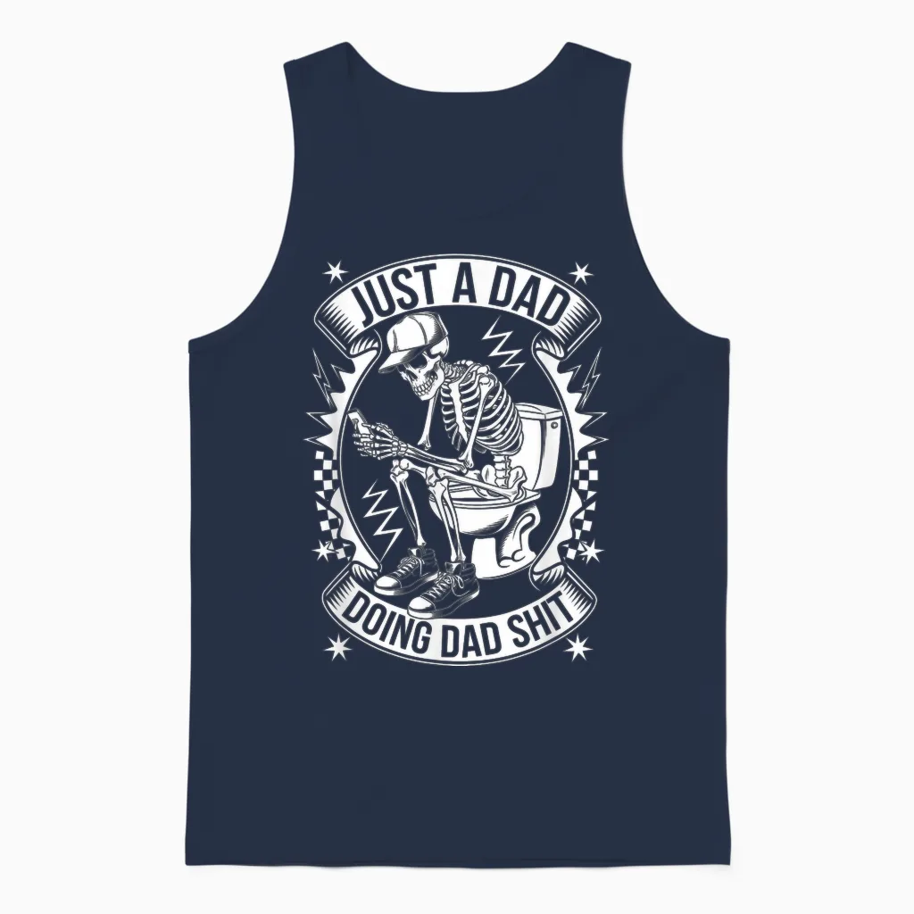Just a Dad Doing Dad Shit Funny Dad Shirts for Men Father Unisex Tank Top in Navy