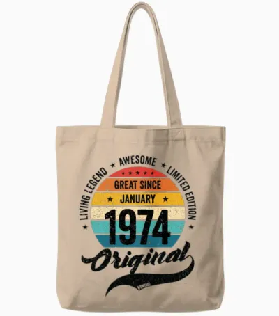 Retro 50 Years January 1974 Birthday Vintage Bday Tote Bags - Natural