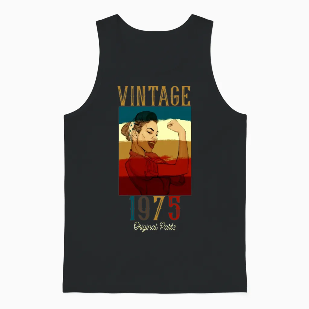 Vintage 1975 Original Parts Unisex Tank Top in Black