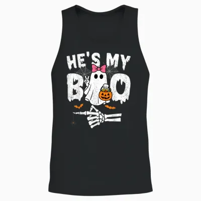 He's My Boo Matching Couple Halloween Couples She's My Boo Unisex Tank Top - Black
