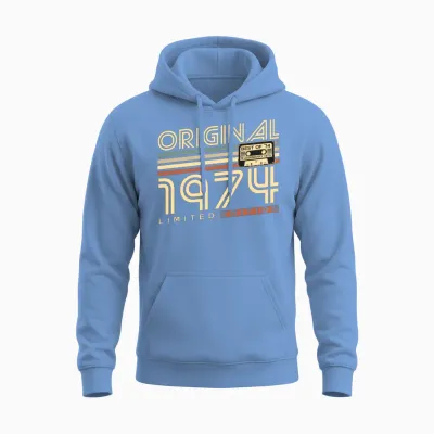 Vintage 1974 Retro 50th Birthday Unisex Hoodie - Carolina Blue