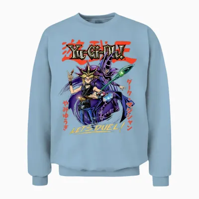 Yu-Gi-Oh! Duel Monsters Yugi and Dark Magician Duel Anime Unisex Sweatshirt - Light Blue