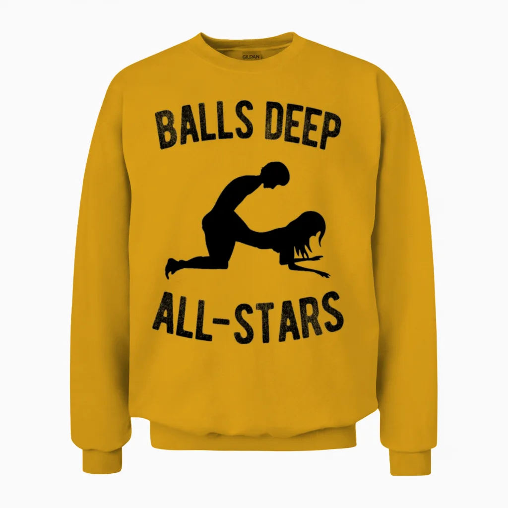 Balls Deep All-Stars Adult Swinger Humor Fun Gift Unisex Sweatshirt in Gold