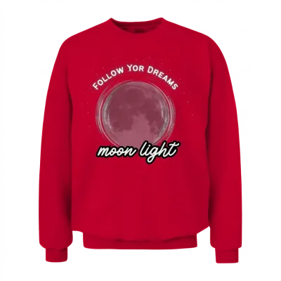 Moonlight Dreamer Follow Your Dreams Aesthetic Unisex Sweatshirt - Red