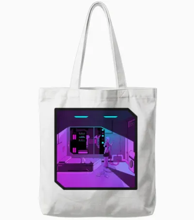 Anime Girl Retrowave Synthwave Outrun Aesthetics Tote Bags - White