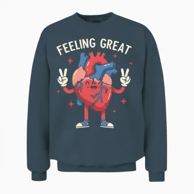 Feeling Great Cartoon Heart Unisex Sweatshirt - Dark Heather