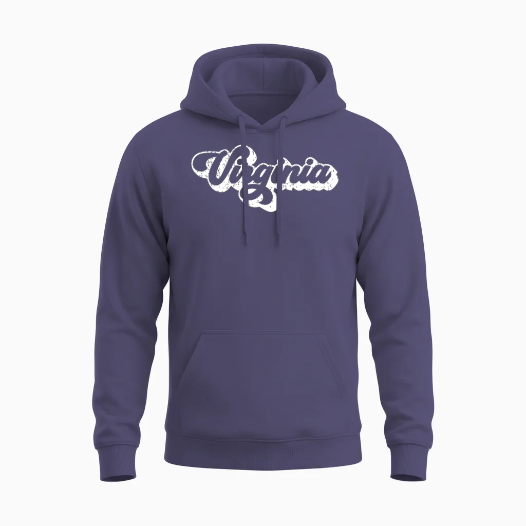 Virginia Retro State Unisex Hoodie in Heather Sport Dark Navy