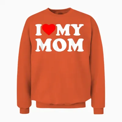 I Love My Mom Heart Family Grandma Unisex Sweatshirt - Orange