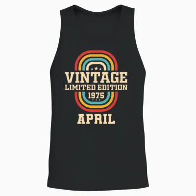 48th Birthday April Vintage 1975 Vintage Unisex Tank Top - Black